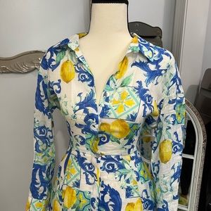 New  lemon print dress💯 percent Italian woman’s dress